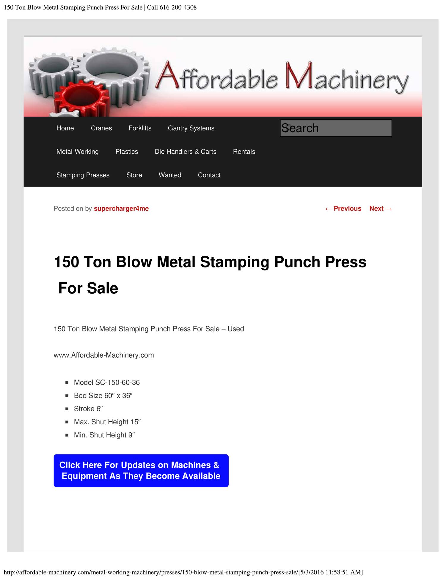 150 Ton Blow Metal Punch Press For Sale _ Call 616-200-4308.pdf | DocDroid