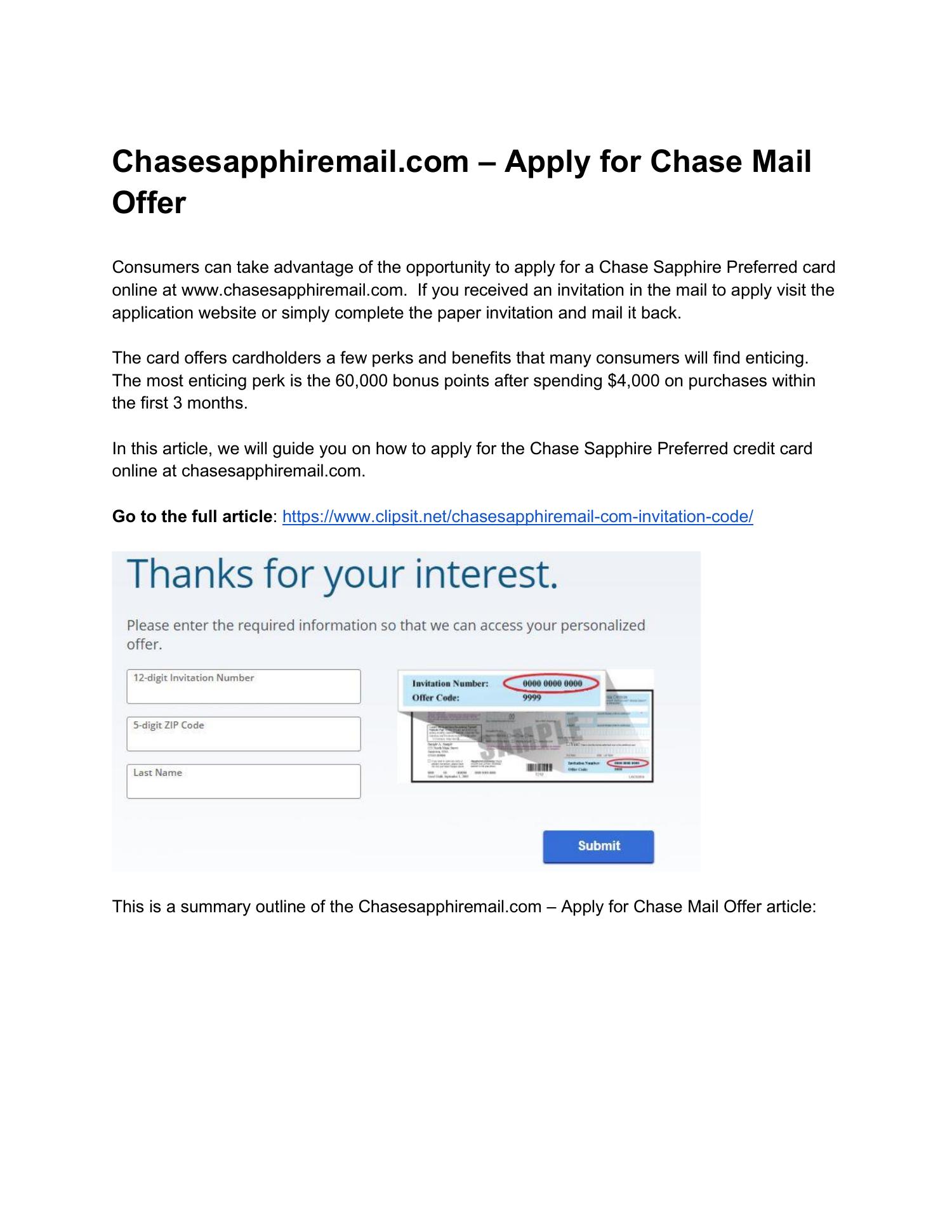 Chasesapphiremail.com – Apply for Chase Mail Offer.docx | DocDroid