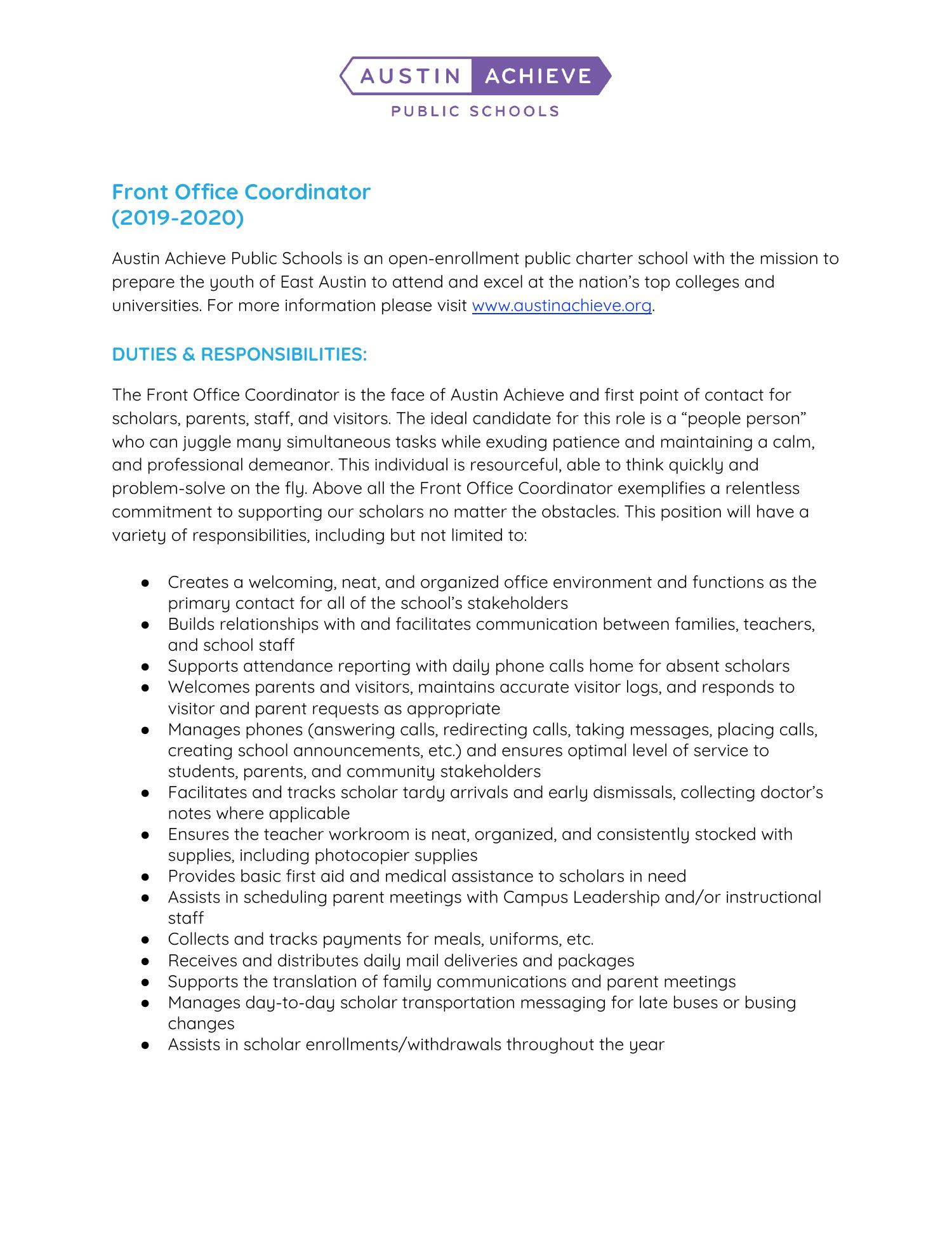 Front Office Coordinator Job Description 19 20 pdf DocDroid front-office-coordinator-job-description-19-20-pdf-docdroid