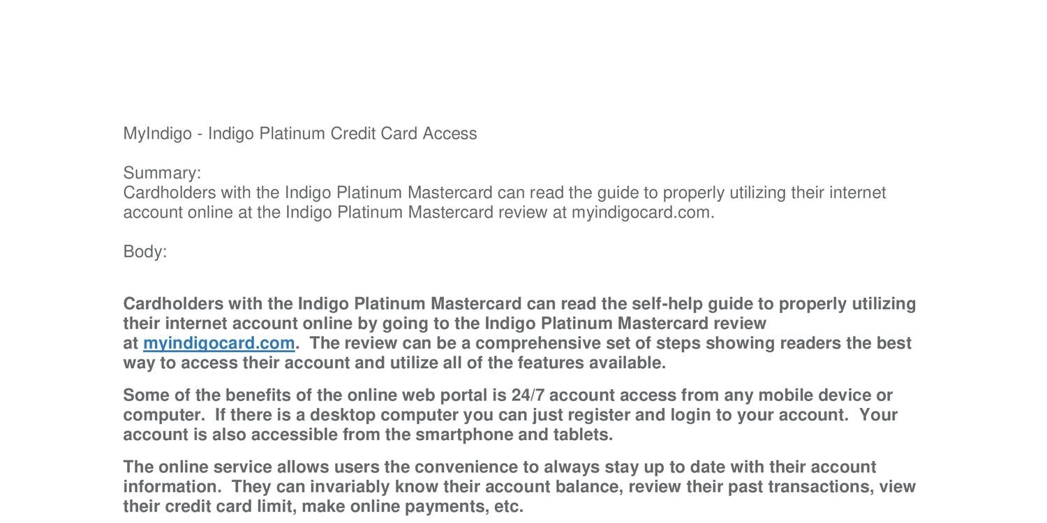 Indigo Platinum Credit Card Access Docx Docdroid