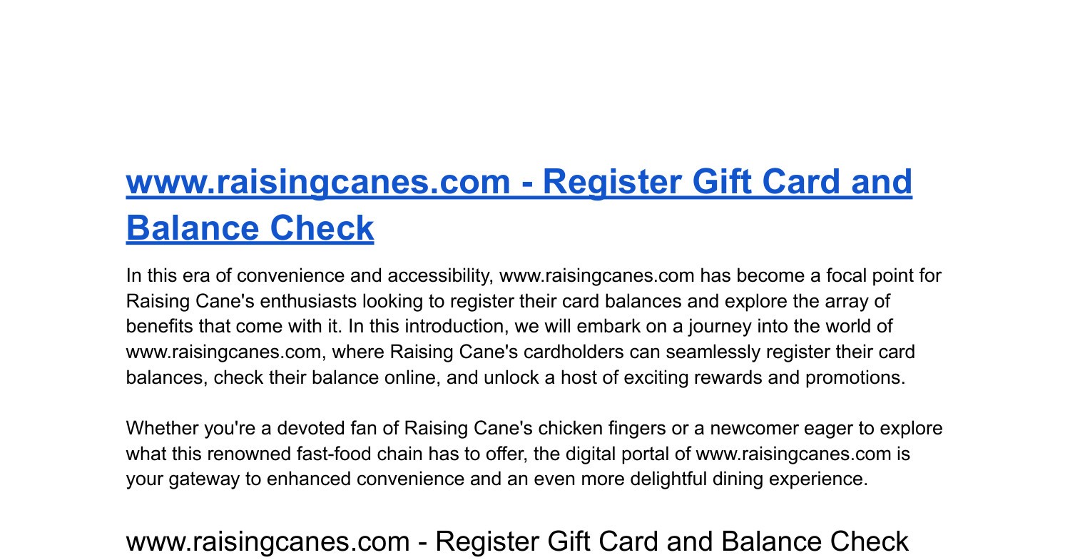 Raising Cane's Gift Card