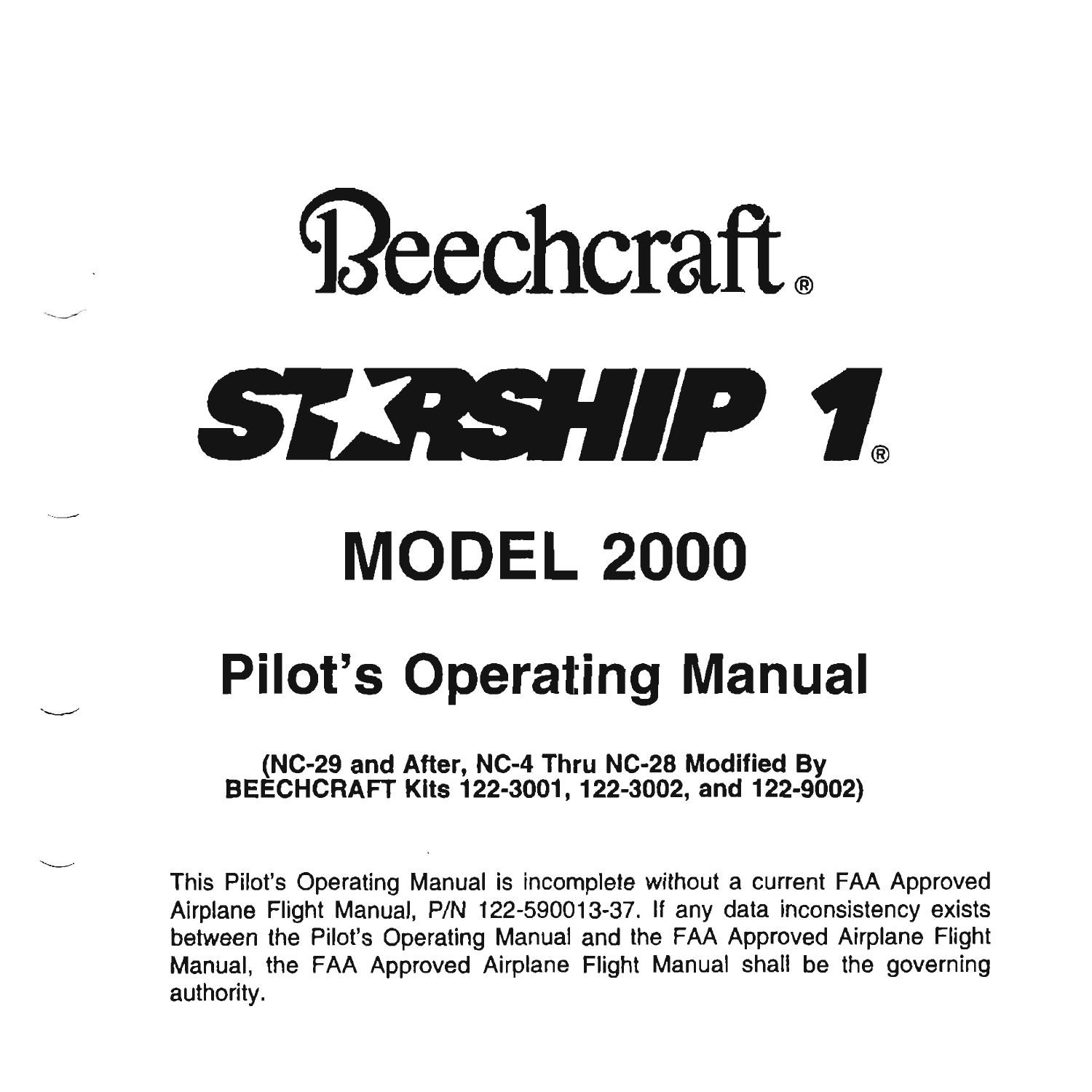 Beechcraft Starship 2000 Pilots Operating Manual.pdf | DocDroid