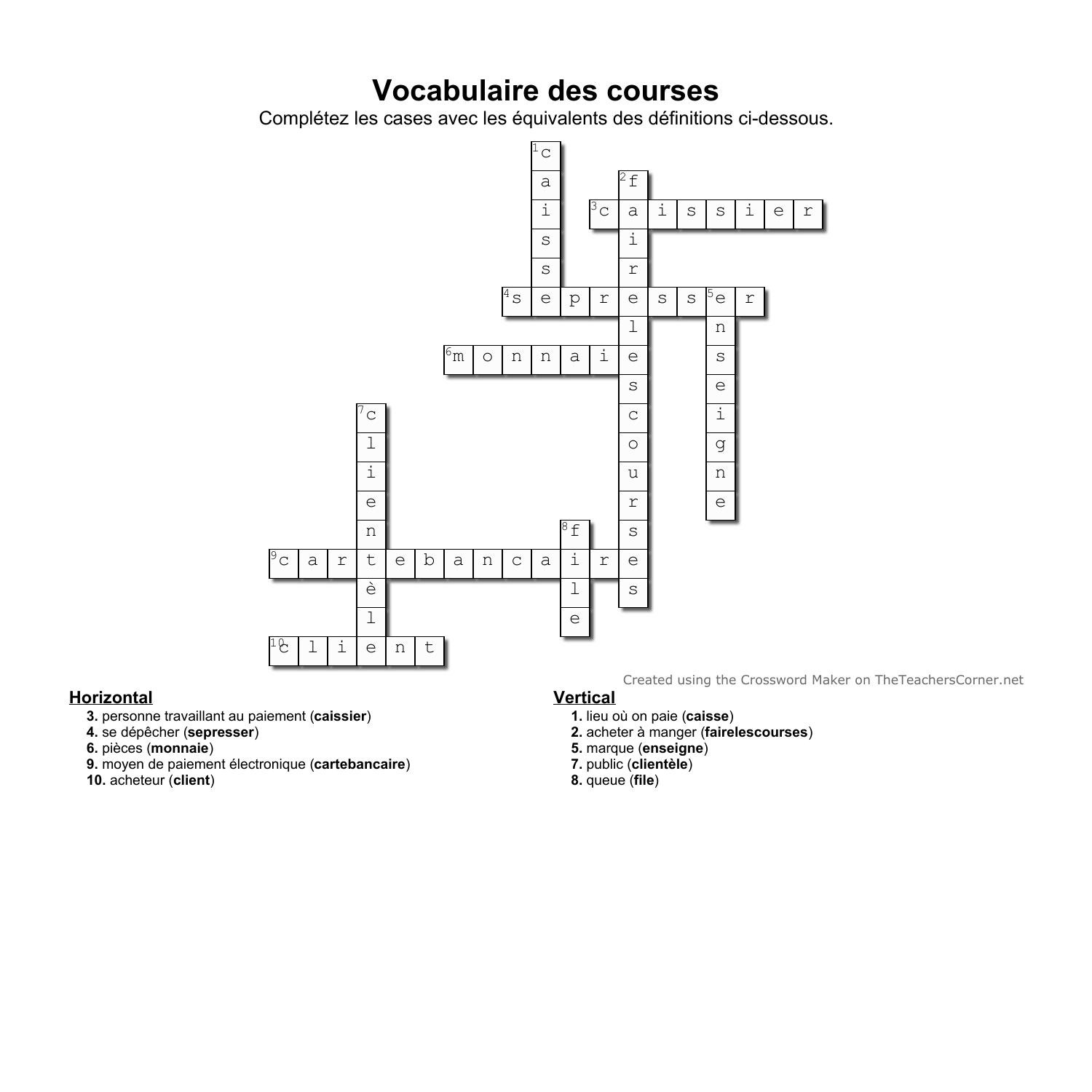 Mots Crois s Courses Cl pdf DocDroid