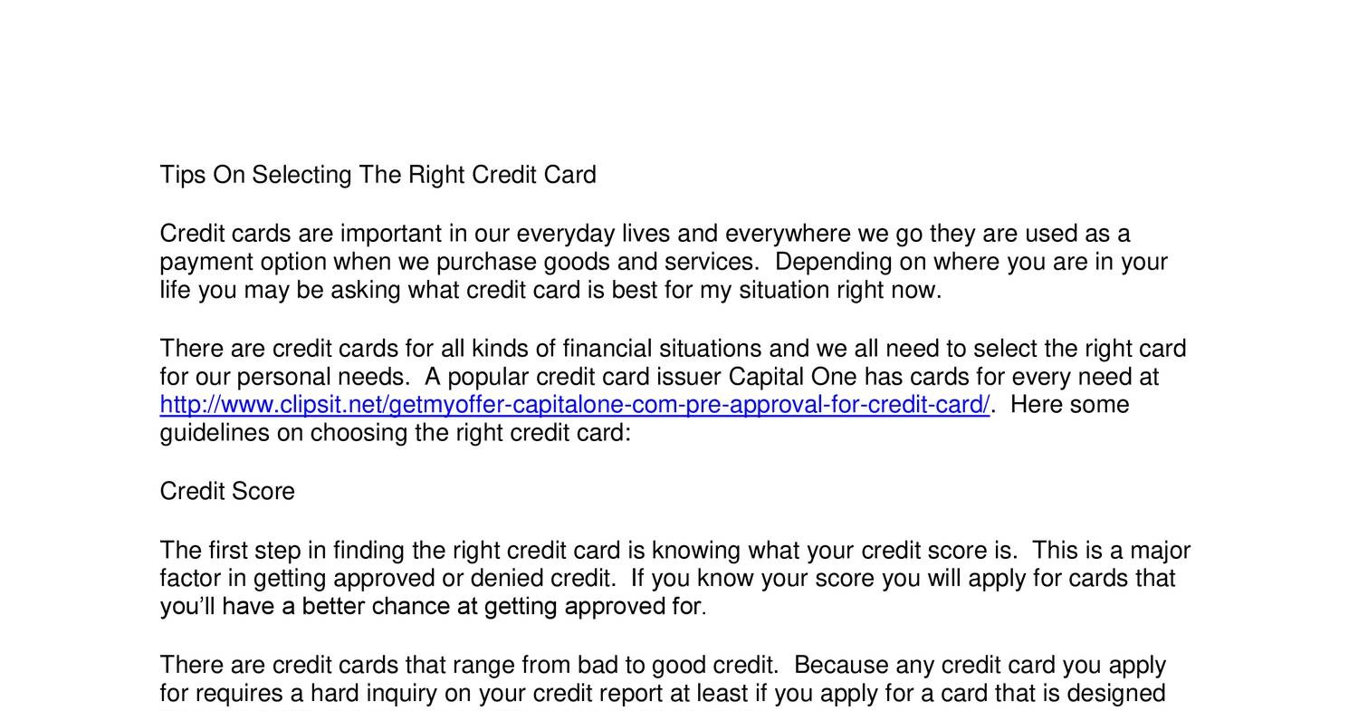 Tips On Selecting The Right Credit Card.docx DocDroid