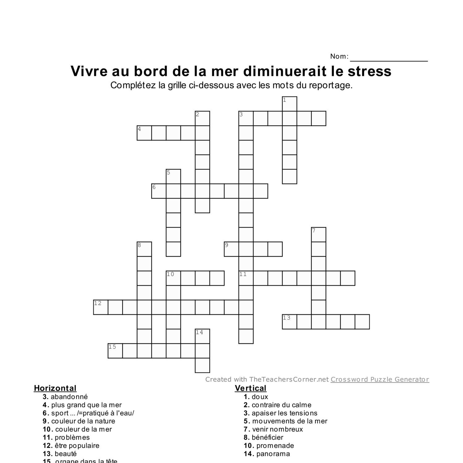 le probleme des mots croises
