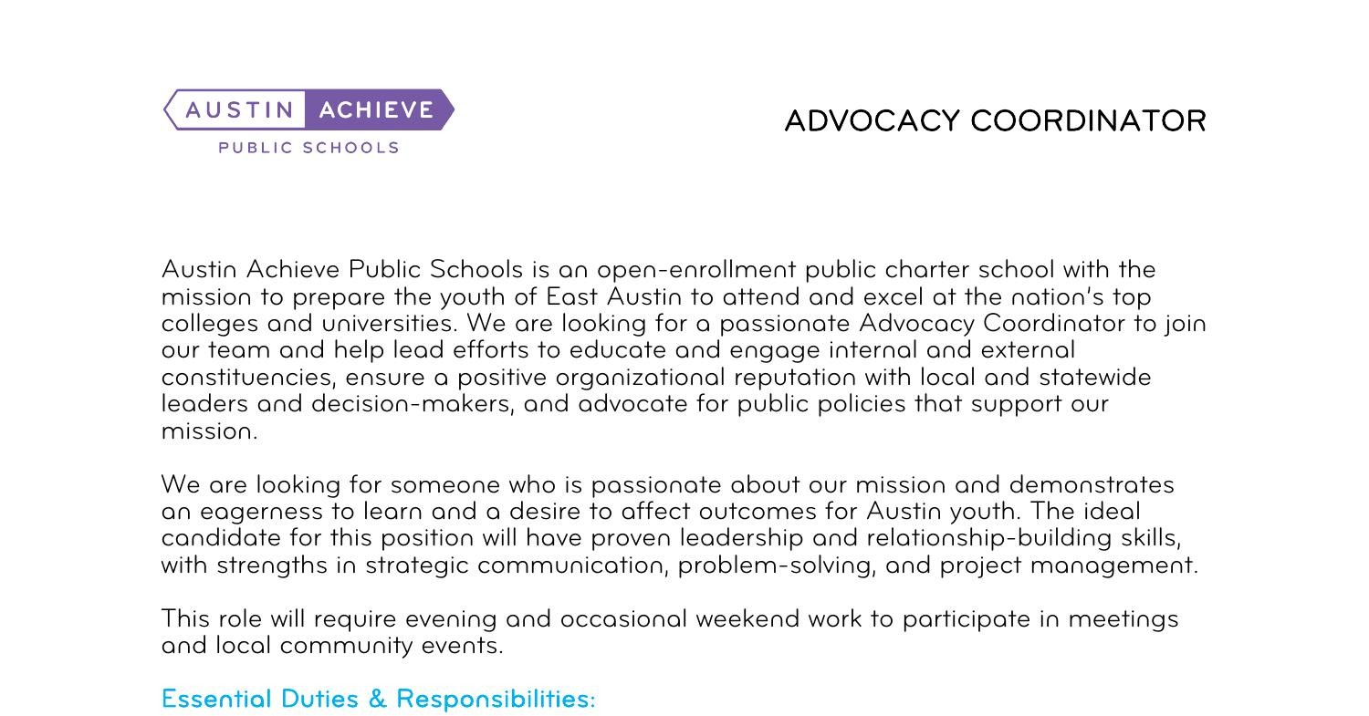 Advocacy Coordinator Job Description pdf DocDroid