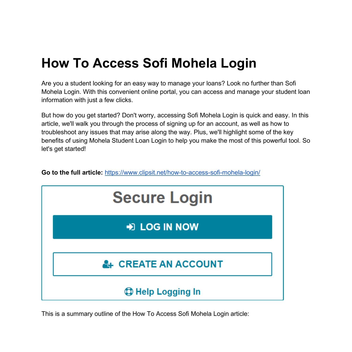 How To Access Sofi Mohela Login.docx DocDroid